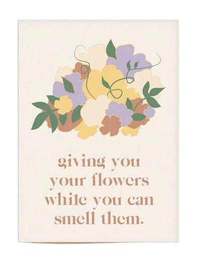 Aya Greeting Cards: Giving Flowers (White)
