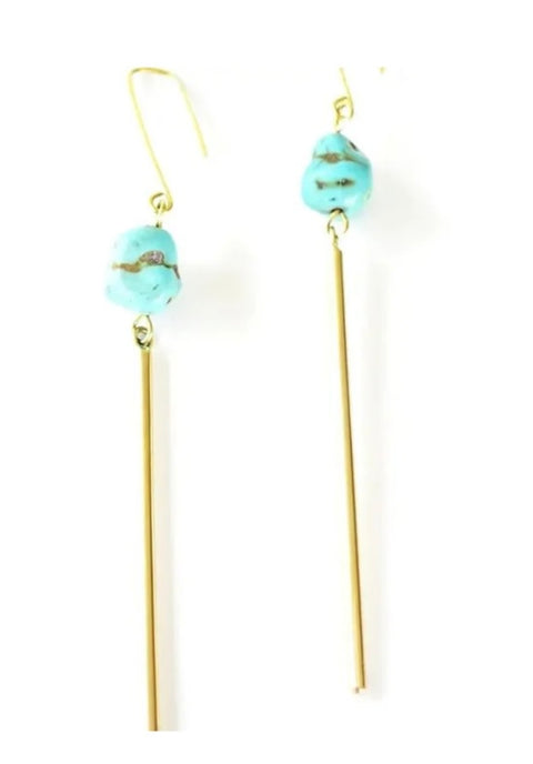 House of Cindimini Brass and Turquoise Exponent Earrings