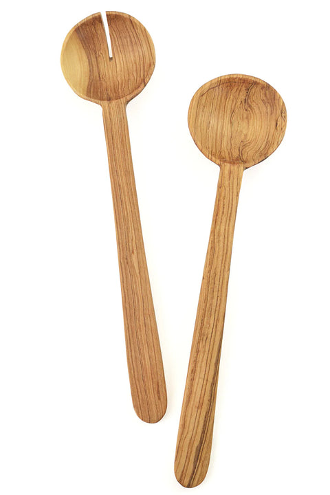 Wild Olive Wood Pendulum Salad Sets with Tapered Handles