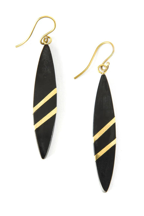 Kenyan Brass & Cow Horn Lancet Earrings