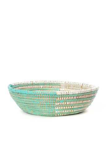 Aqua and White Delta Tabletop Baskets