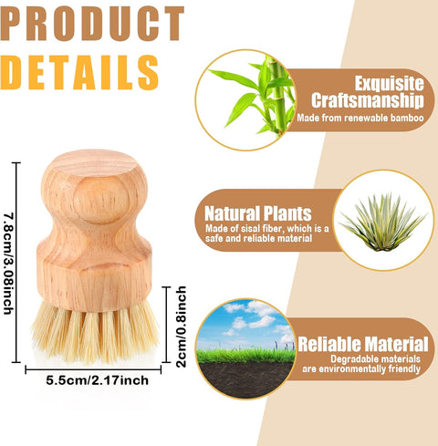 Bamboo Scrub Brush with Natural Sisal Bristles