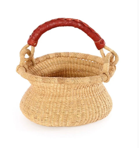 Petite Natural Swing Basket with Leather Handle