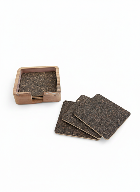Cork Coasters w/ Bermuda Cedar Holder