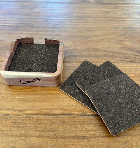 Cork Coasters w/ Bermuda Cedar Holder
