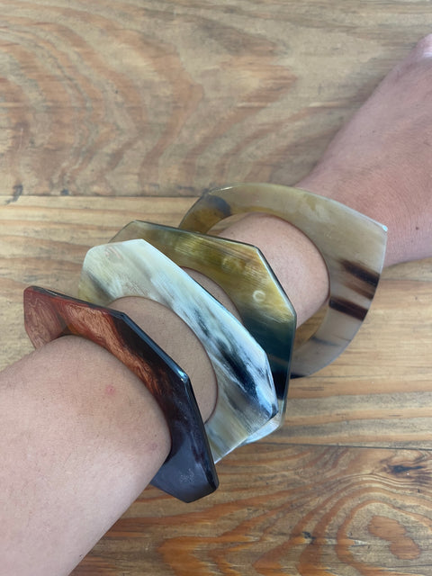 Cow Horn Geometric Bangle (various shapes)