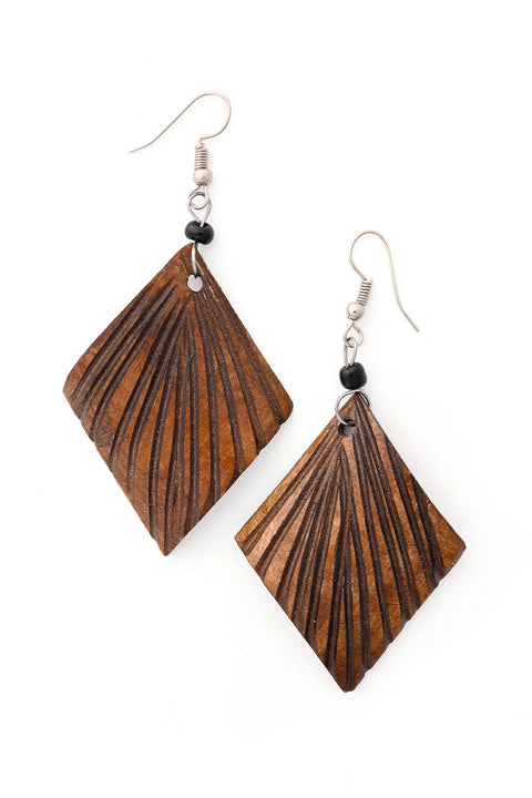 Kenyan Cow Bone Palm Leaf Earrings