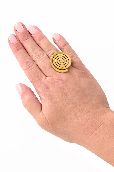 Kenyan Brass Winding Path Adjustable Ring