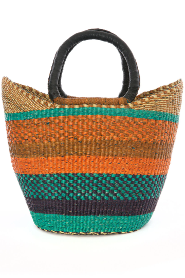 Ghanaian Wing Shopper with Leather Handles in Assorted Designs