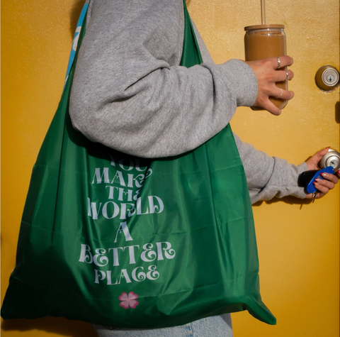 Recycled Foldable Tote Bag You Make the World A Better Place