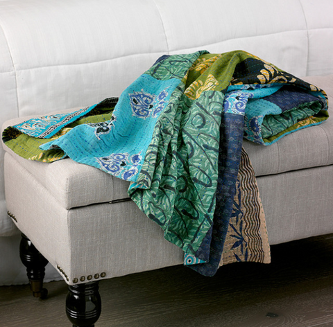 Kantha Patchwork Cool Square Throw
