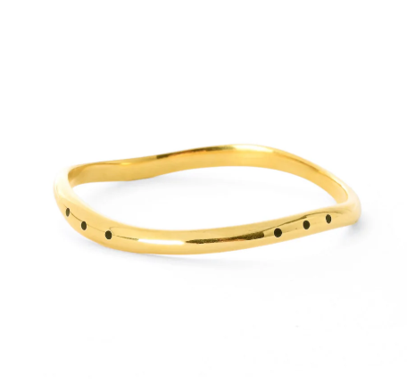 Kenyan Brass Wavy Dot Bangle Bracelet
