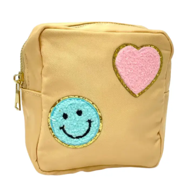 Heart & Happy Pouch w/ Chenille Patches