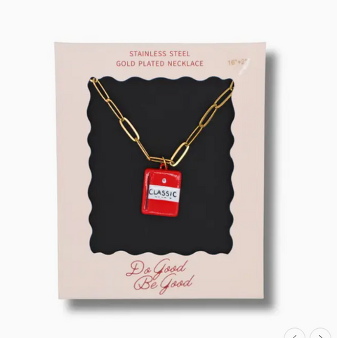 Classic Notebook Charm Gold Plated Necklace
